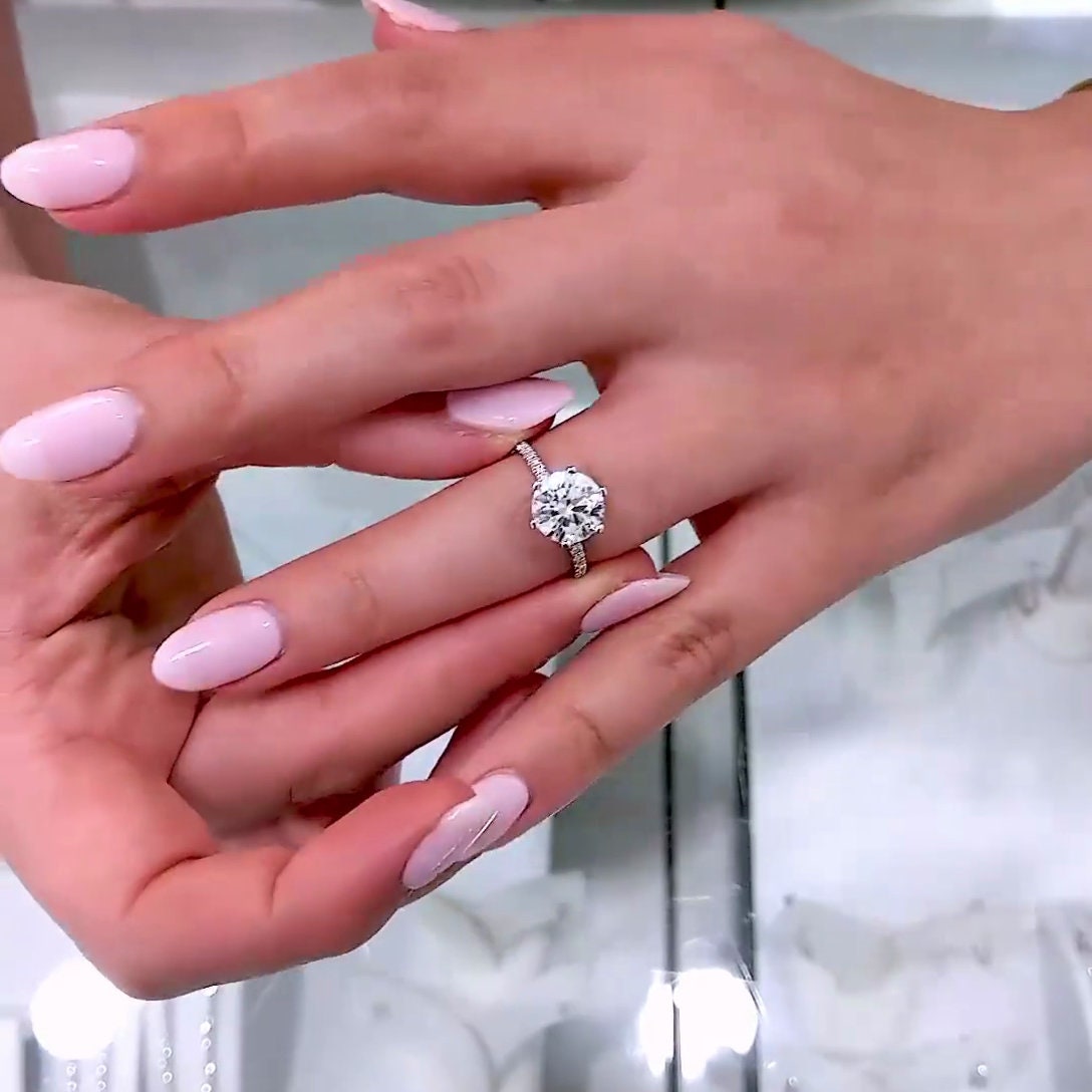 1.50tcw Round Lab Diamond Pave Engagement Ring | IGI Certified | White Gold | Solitaire with Accents