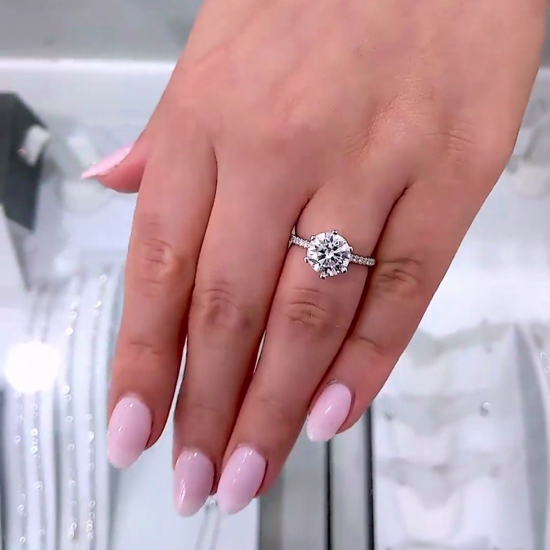 1.50tcw Round Lab Diamond Pave Engagement Ring | IGI Certified | White Gold | Solitaire with Accents