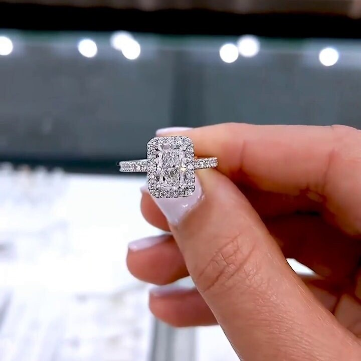 Radiant 2.40tcw Lab Diamond Cathedral Halo Ring | Brilliant IGI-Certified Elegance