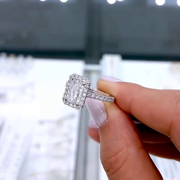 Radiant 2.40tcw Lab Diamond Cathedral Halo Ring | Brilliant IGI-Certified Elegance