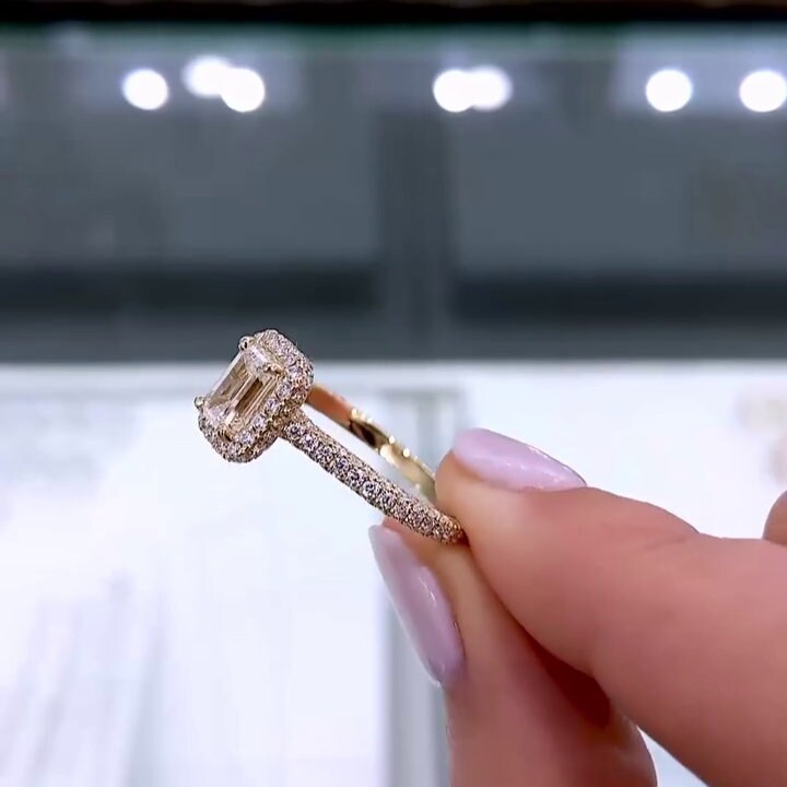 1.80tcw Emerald Lab Grown Diamond Engagement Ring | Cathedral Halo Pavé | IGI Certified | Ethical Luxury