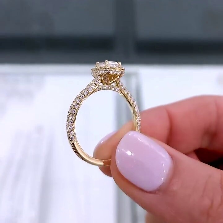 1.80tcw Emerald Lab Grown Diamond Engagement Ring | Cathedral Halo Pavé | IGI Certified | Ethical Luxury