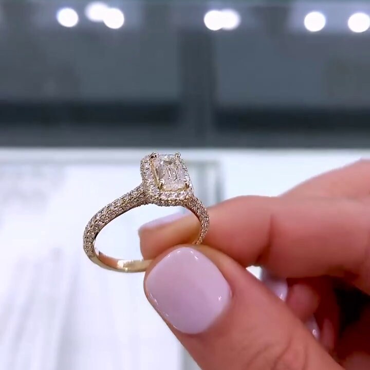 1.80tcw Emerald Lab Grown Diamond Engagement Ring | Cathedral Halo Pavé | IGI Certified | Ethical Luxury