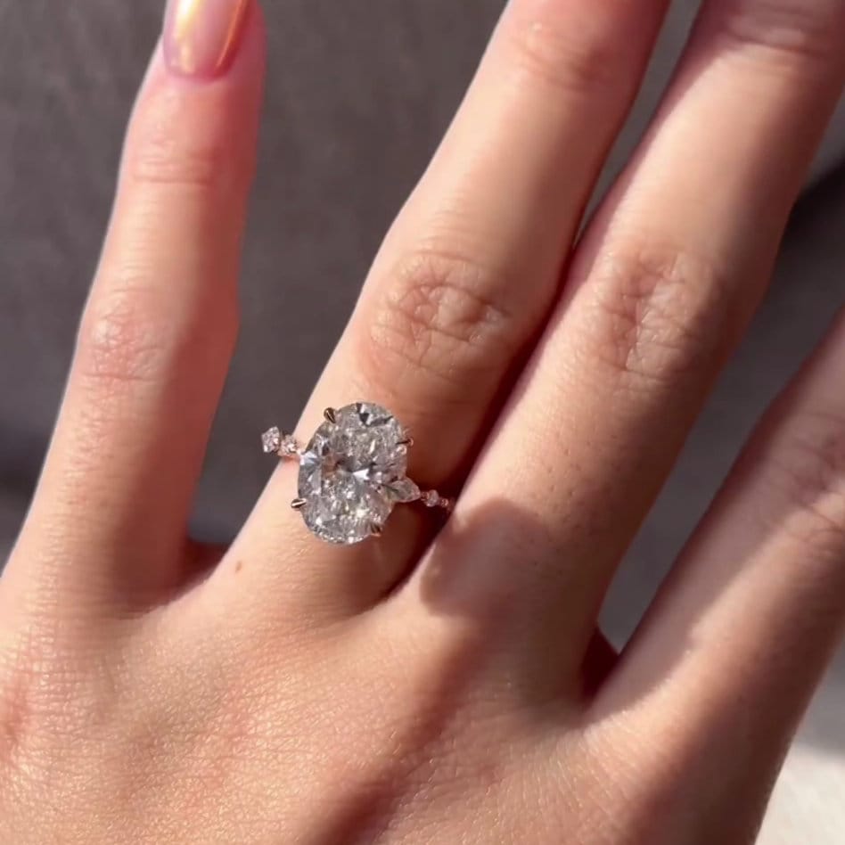 Oval 4.30tcw Lab Diamond Engagement Ring | Marquise And Round Pave | IGI Certified