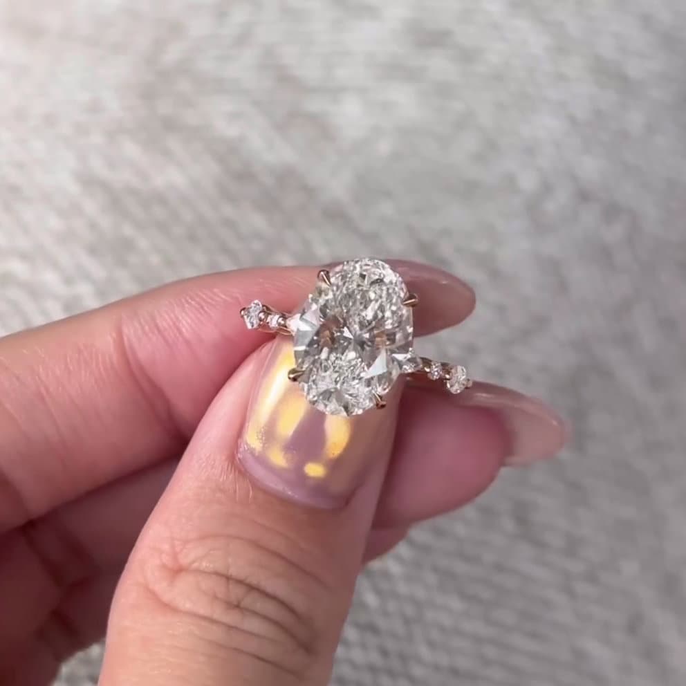 Oval 4.30tcw Lab Diamond Engagement Ring | Marquise And Round Pave | IGI Certified