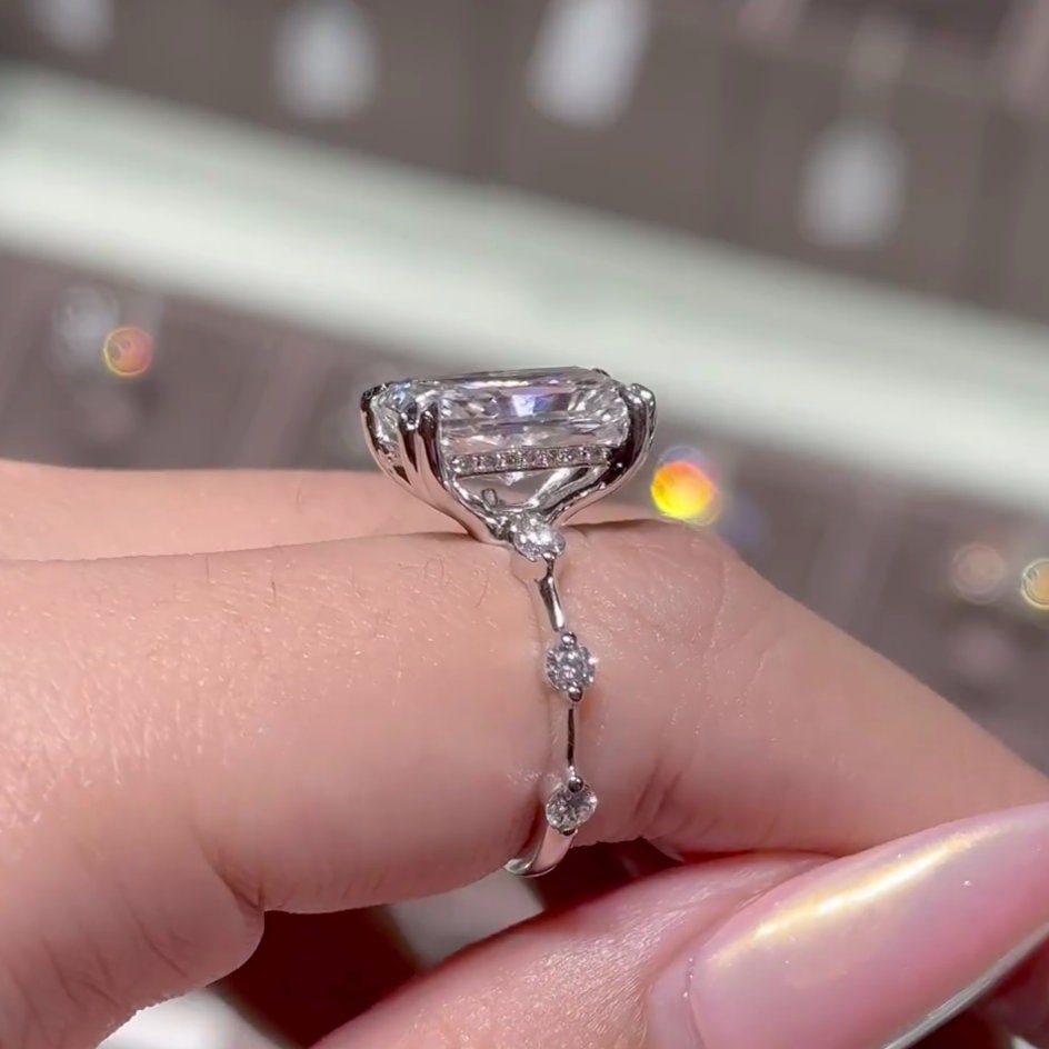 Radiant 5.30tcw Lab Diamond Ring | Hidden Halo & Accent Stones | IGI Certified