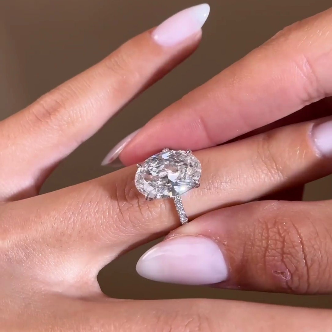 Oval 5.20tcw Lab Grown Diamond Pave Engagement Ring | IGI Certified | White Gold