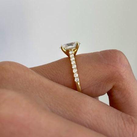 1.20tcw Oval Lab Grown Diamond Engagement Ring | Pavé Band | IGI Certified