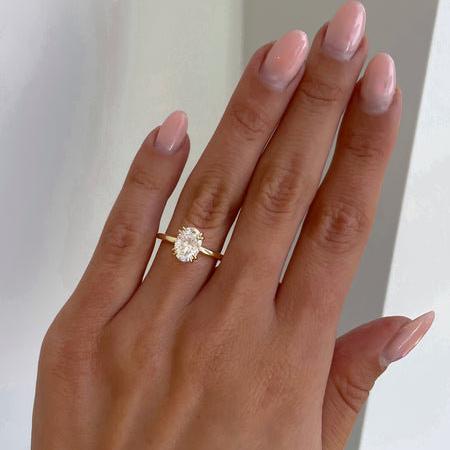 2.00ct Oval Lab Grown Diamond Double Tipped 4 Claw Engagement Ring, D-E-F Color, VVS-VS Clarity - IGI Certified