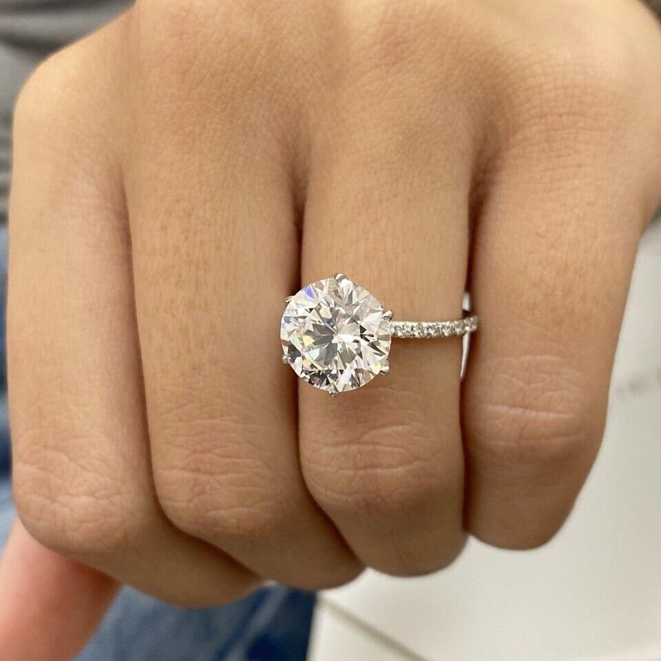 4.20tcw Round Lab Diamond Engagement Ring | Pavé Band | IGI Certified | White Gold