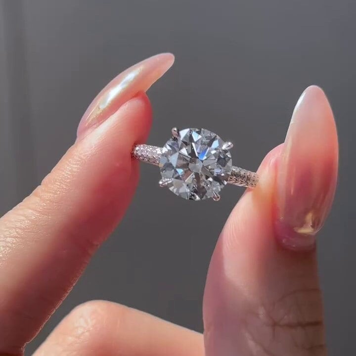 3.00tcw Round Lab Diamond Halo Ring | Cathedral Setting | IGI Certified Engagement Ring