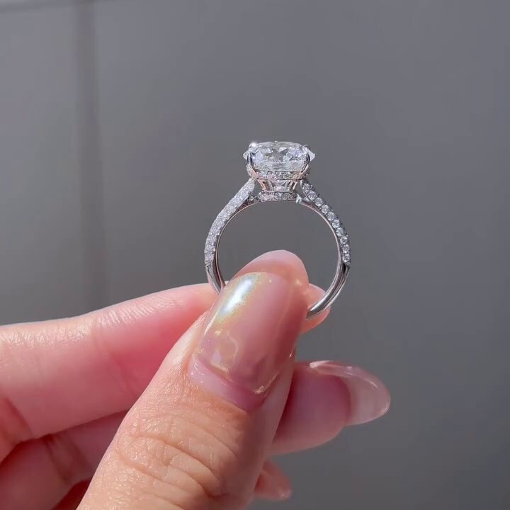 3.00tcw Round Lab Diamond Halo Ring | Cathedral Setting | IGI Certified Engagement Ring