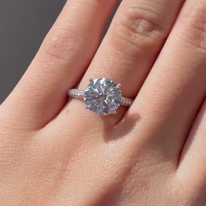 3.00tcw Round Lab Diamond Halo Ring | Cathedral Setting | IGI Certified Engagement Ring