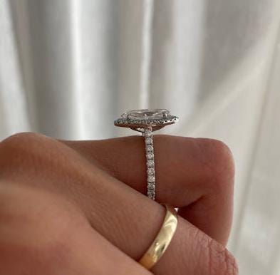 2.50tcw Marquise Lab Grown Diamond Engagement Ring | Halo | IGI Certified | D-E-F Color | Custom Gold