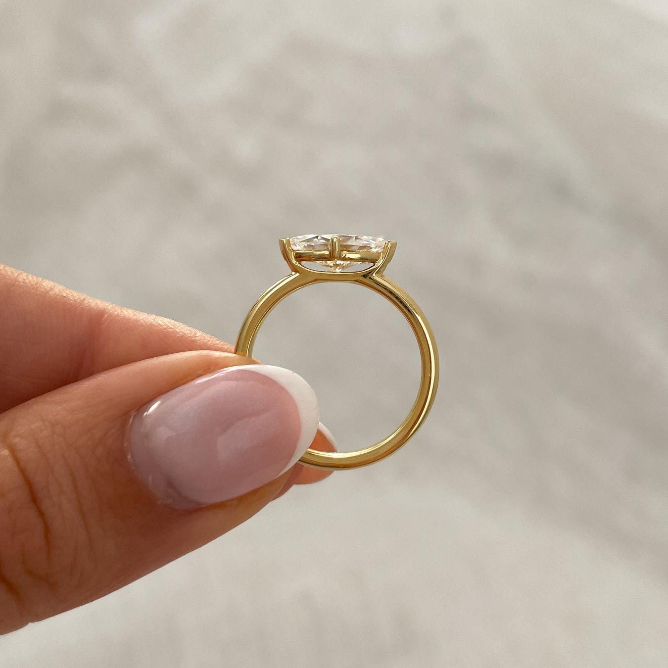 1.50ct Marquise Lab Grown Diamond East-West Engagement Ring | IGI Certified | Solitaire