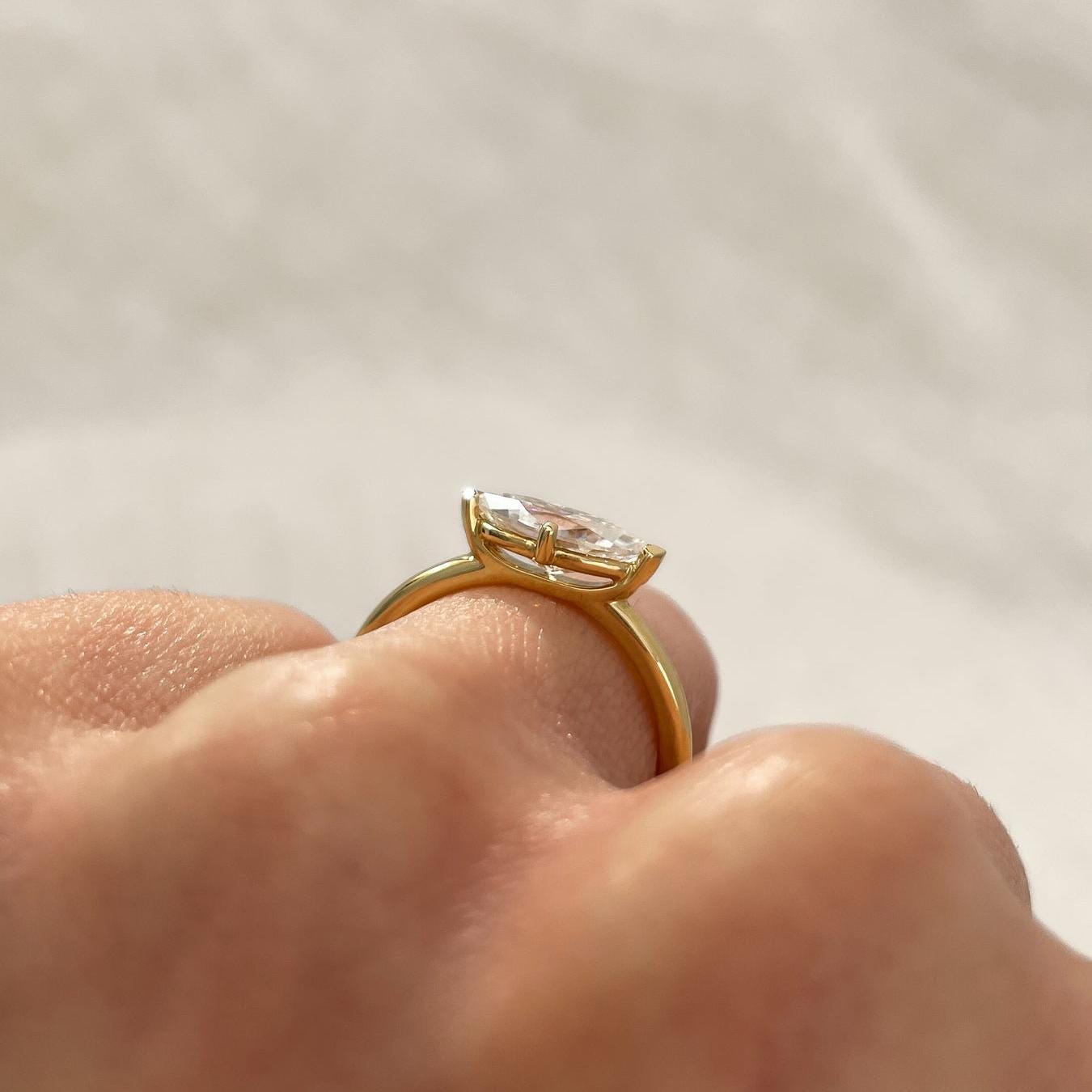 1.50ct Marquise Lab Grown Diamond East-West Engagement Ring | IGI Certified | Solitaire