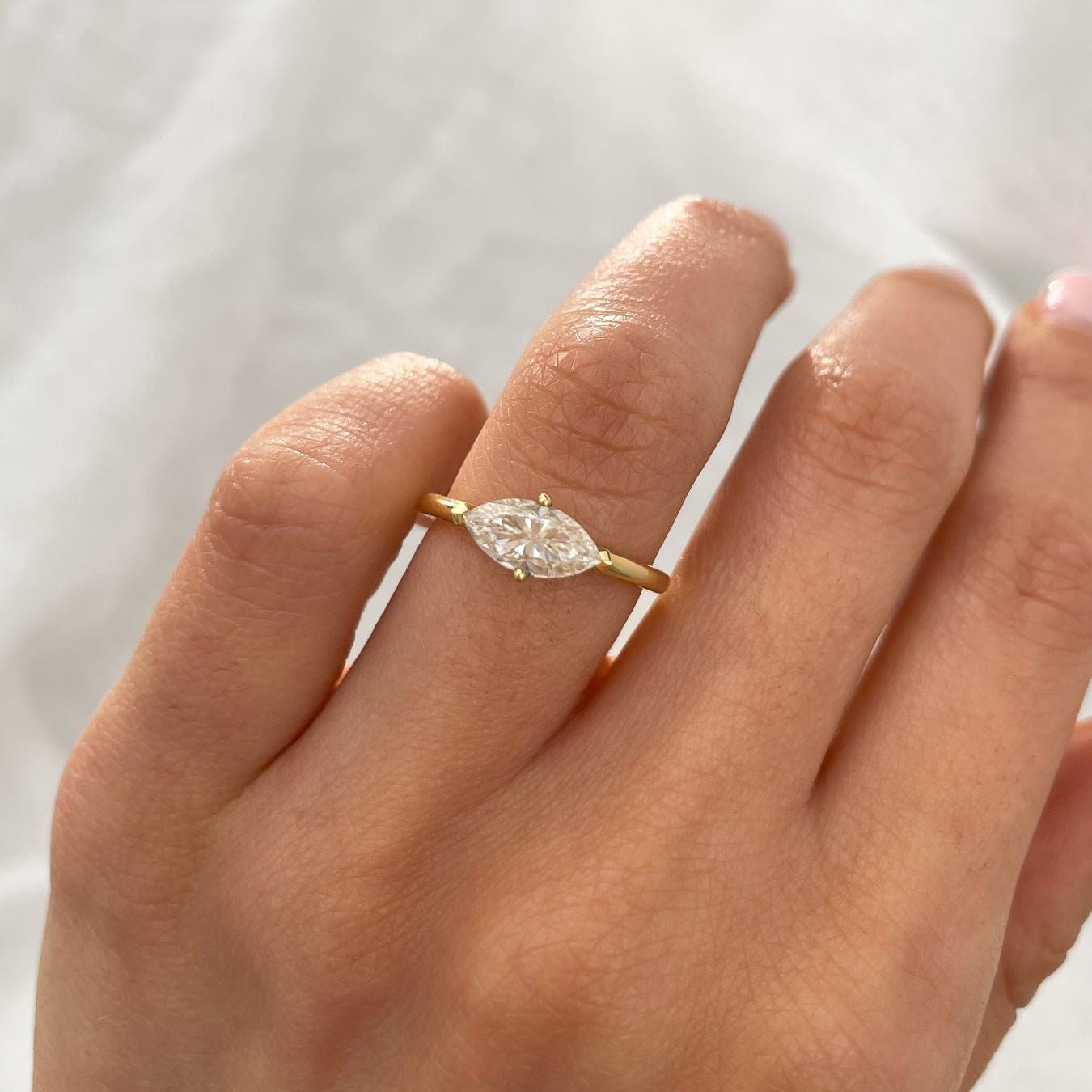 1.50ct Marquise Lab Grown Diamond East-West Engagement Ring | IGI Certified | Solitaire