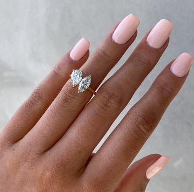 2.00tcw Pear & Marquise Lab Diamond Toi et Moi Engagement Ring | IGI Certified | DEF VVS–VS