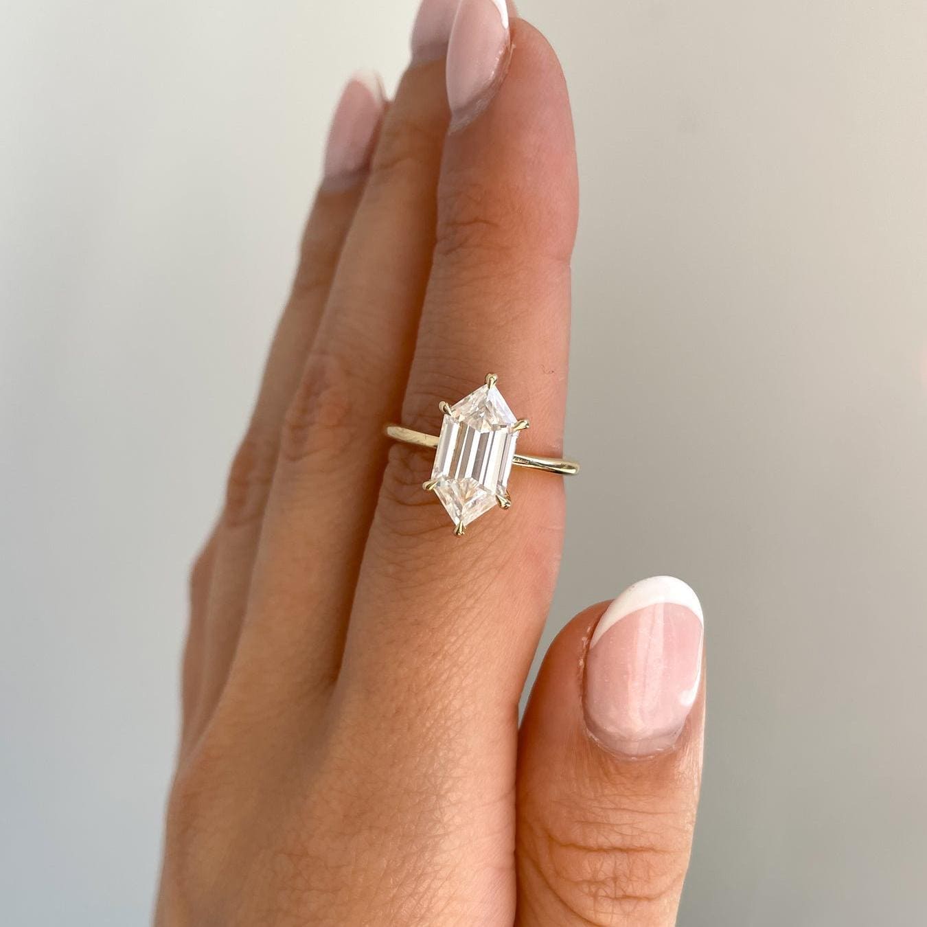 2.60tcw Hexagon Lab Diamond Engagement Ring | Hidden Halo | IGI Certified | DEF VVS | Custom Gold