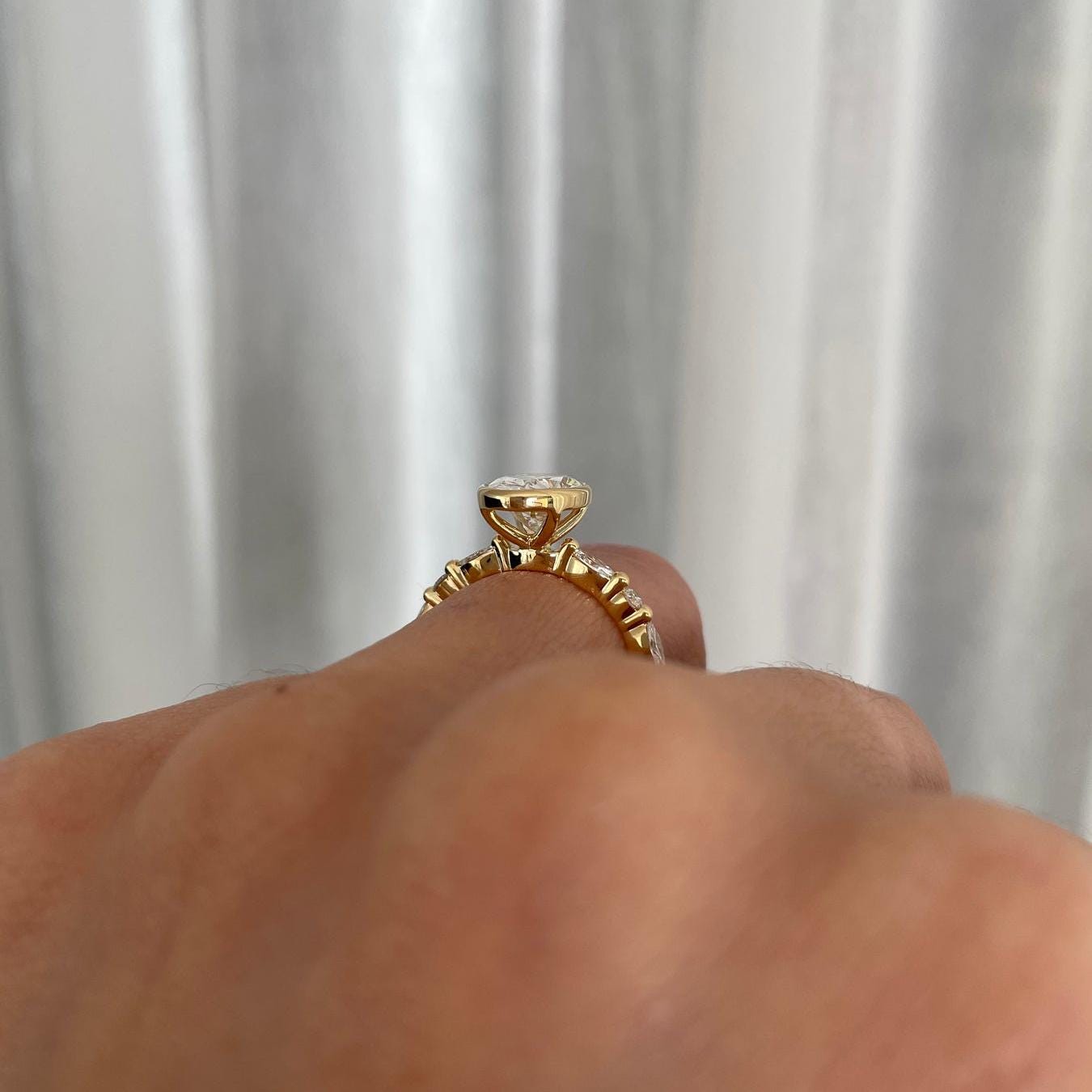 3.40tcw Oval Lab Diamond Bezel Engagement Ring | IGI Certified | D-E-F VVS–VS | Custom Gold Options