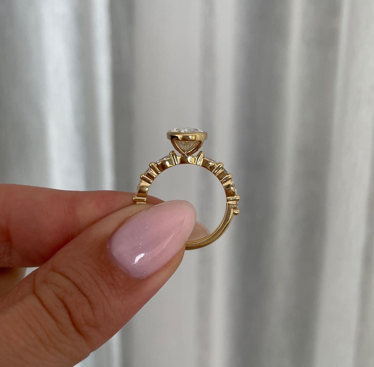 3.40tcw Oval Lab Diamond Bezel Engagement Ring | IGI Certified | D-E-F VVS–VS | Custom Gold Options