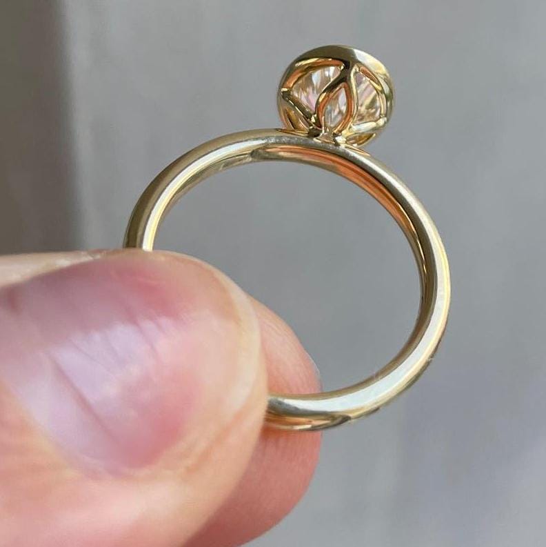 Oval 1.50ct Lab Grown Diamond Bezel Engagement Ring | IGI Certified | DEF VVS–VS | Custom Gold