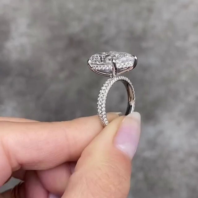 Pear 9.70tcw Lab Diamond Hidden Halo Engagement Ring | IGI Certified D-E-F VVS–VS