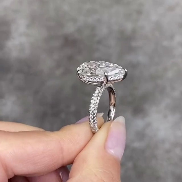 Pear 9.70tcw Lab Diamond Hidden Halo Engagement Ring | IGI Certified D-E-F VVS–VS