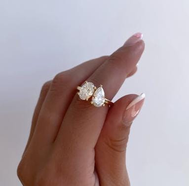 3.00ct Pear & Oval Lab Diamond Toi Et Moi Ring | IGI Certified | VVS–VS | Custom Gold Engagement Ring