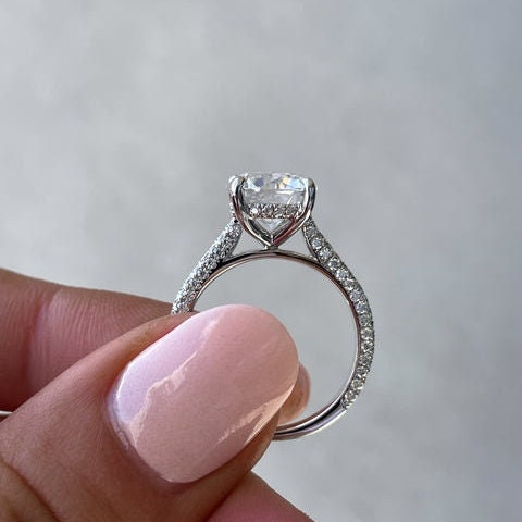 2.70tcw Lab Diamond Engagement Ring | 1.50ct Round Center | IGI | Triple Pavé Halo Style