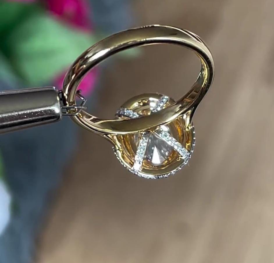 Oval 2.70tcw Lab Grown Diamond Triple Halo Engagement Ring | IGI Certified | AntiqueCut