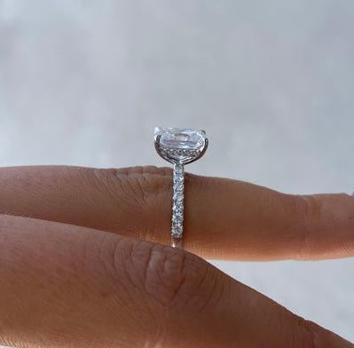 Radiant 3.50tcw Lab Diamond Ring | Pavé Solitaire Setting | IGI Certified | Custom Gold Options