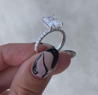 Radiant 3.50tcw Lab Diamond Ring | Pavé Solitaire Setting | IGI Certified | Custom Gold Options