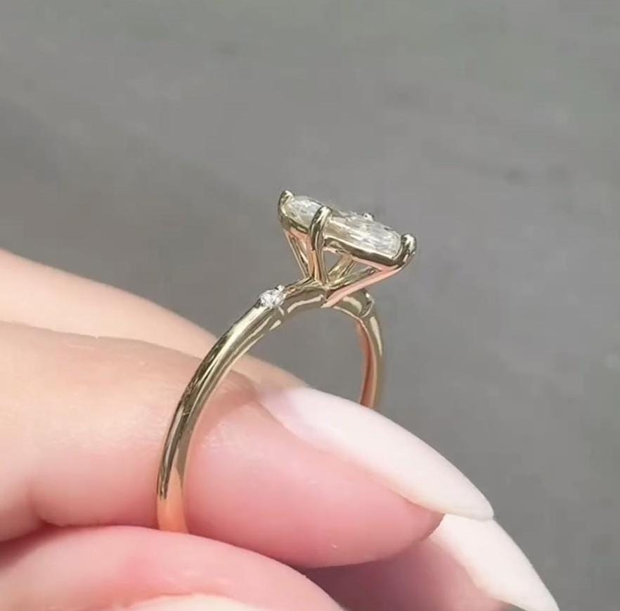 0.50ct Marquise Lab Diamond Accent Engagement Ring | IGI Certified | DEF VVS–VS | Custom Gold