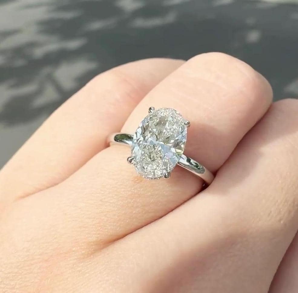 2.20tcw Oval Lab Diamond Engagement Ring | Hidden Halo Setting | IGI Certified | Custom Gold