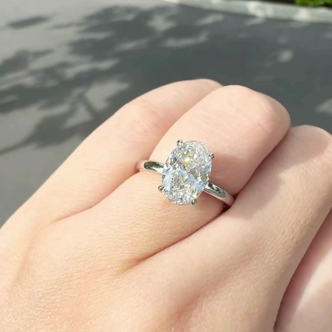 2.20tcw Oval Lab Diamond Engagement Ring | Hidden Halo Setting | IGI Certified | Custom Gold