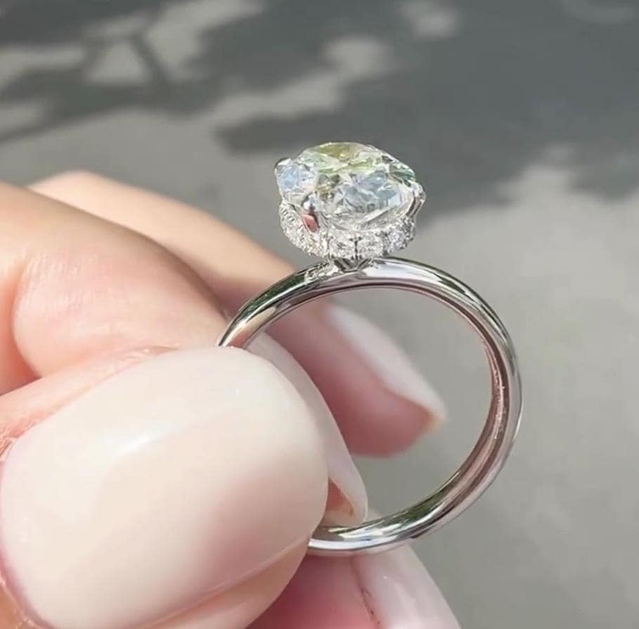 2.20tcw Oval Lab Diamond Engagement Ring | Hidden Halo Setting | IGI Certified | Custom Gold