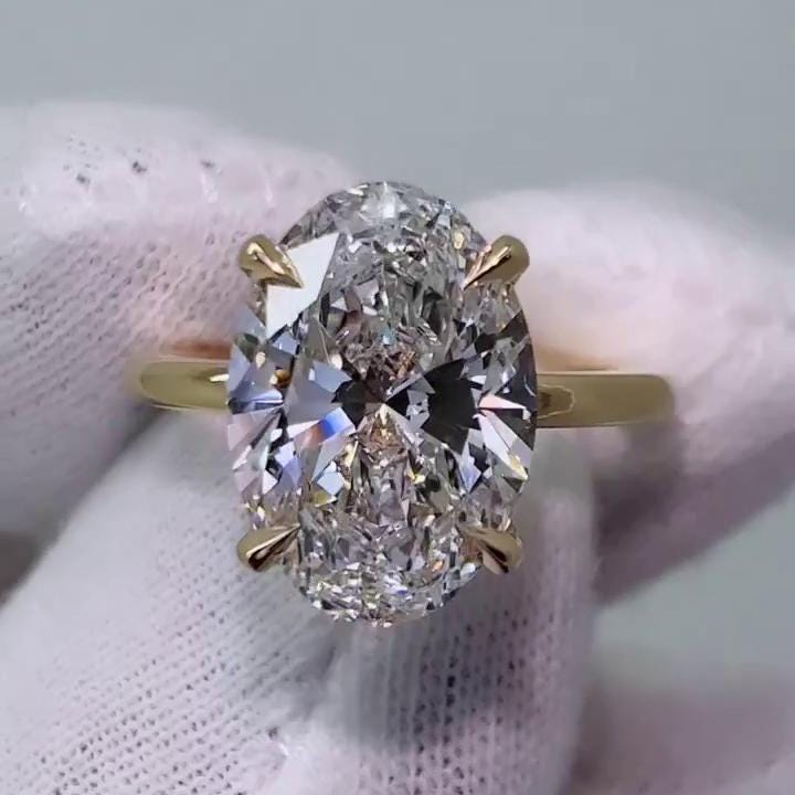 2.70tcw Oval Lab Grown Diamond Engagement Ring | Hidden Halo | IGI Certified | White Gold