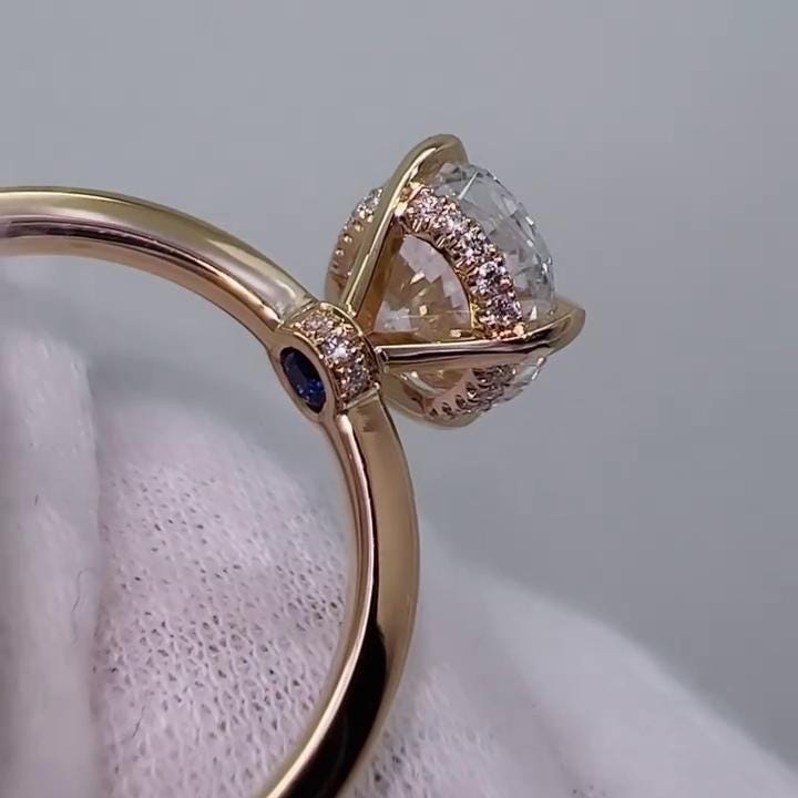 2.70tcw Oval Lab Grown Diamond Engagement Ring | Hidden Halo | IGI Certified | White Gold