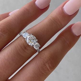 2.70tcw Round Lab Diamond Three Stone Ring | Solitaire Style | IGI Certified | White Gold