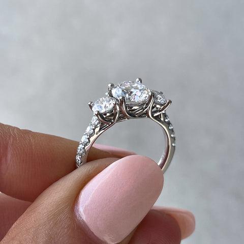 2.70tcw Round Lab Diamond Three Stone Ring | Solitaire Style | IGI Certified | White Gold