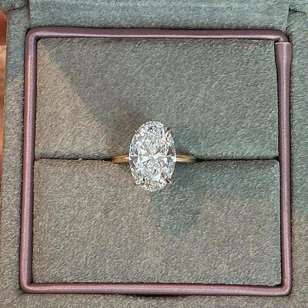 4.10tcw Oval Lab Grown Diamond Engagement Ring | 4.00ct Center | Hidden Halo | IGI Certified