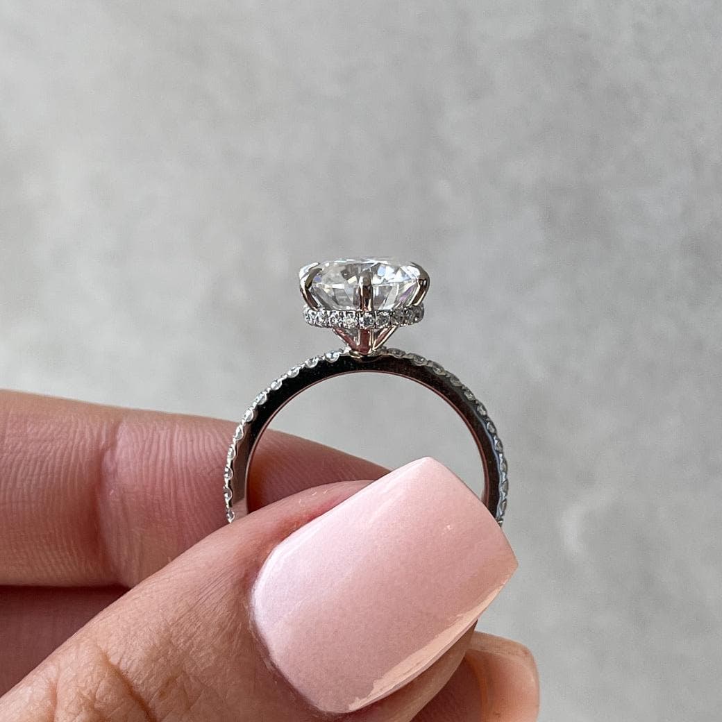 4.40tcw Round Lab Diamond Hidden Halo Engagement Ring | 6-Claw Setting | IGI Certified