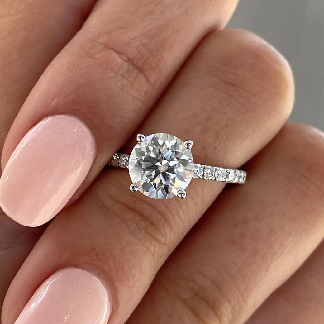 3.60ctw Round Lab Grown Diamond Engagement Ring | Side Stones | IGI Certified | Custom Gold & Platinum