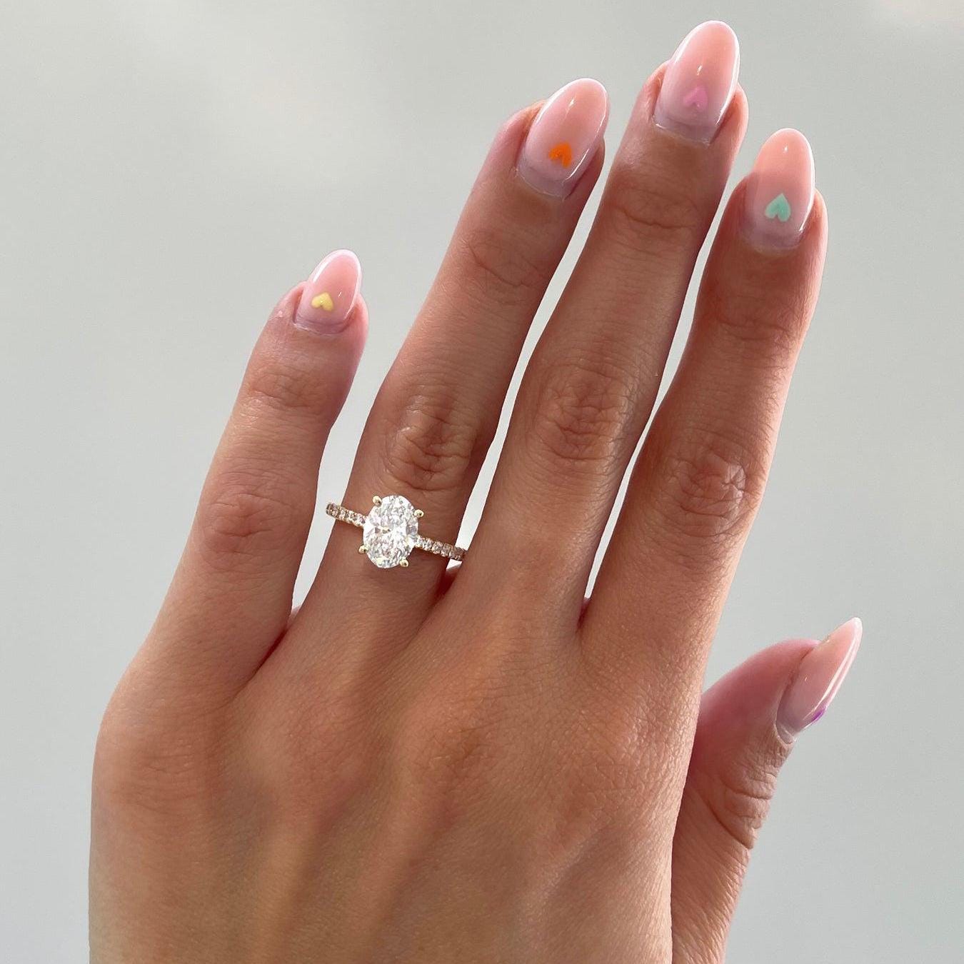 1.20tcw Oval Lab Grown Diamond Engagement Ring | Pavé Band | IGI Certified