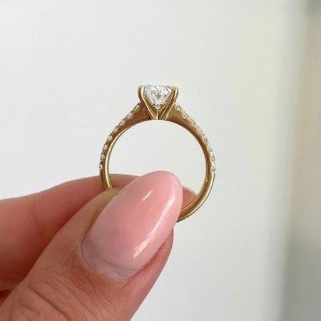 1.20tcw Oval Lab Grown Diamond Engagement Ring | Pavé Band | IGI Certified