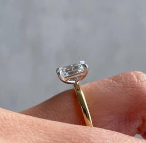 Oval and Emerald 4tcw Lab Grown Diamond Two Tone Toi et Moi Engagement ring, EF Color, VS Clarity