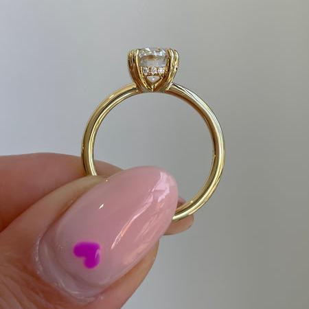 2.00ct Oval Lab Grown Diamond Double Tipped 4 Claw Engagement Ring, D-E-F Color, VVS-VS Clarity - IGI Certified