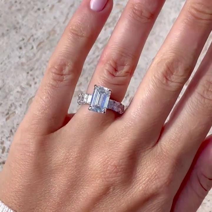 5.80tcw Emerald Lab Diamond Hidden Halo Pavé Ring | 4.00ct Center | IGI Certified