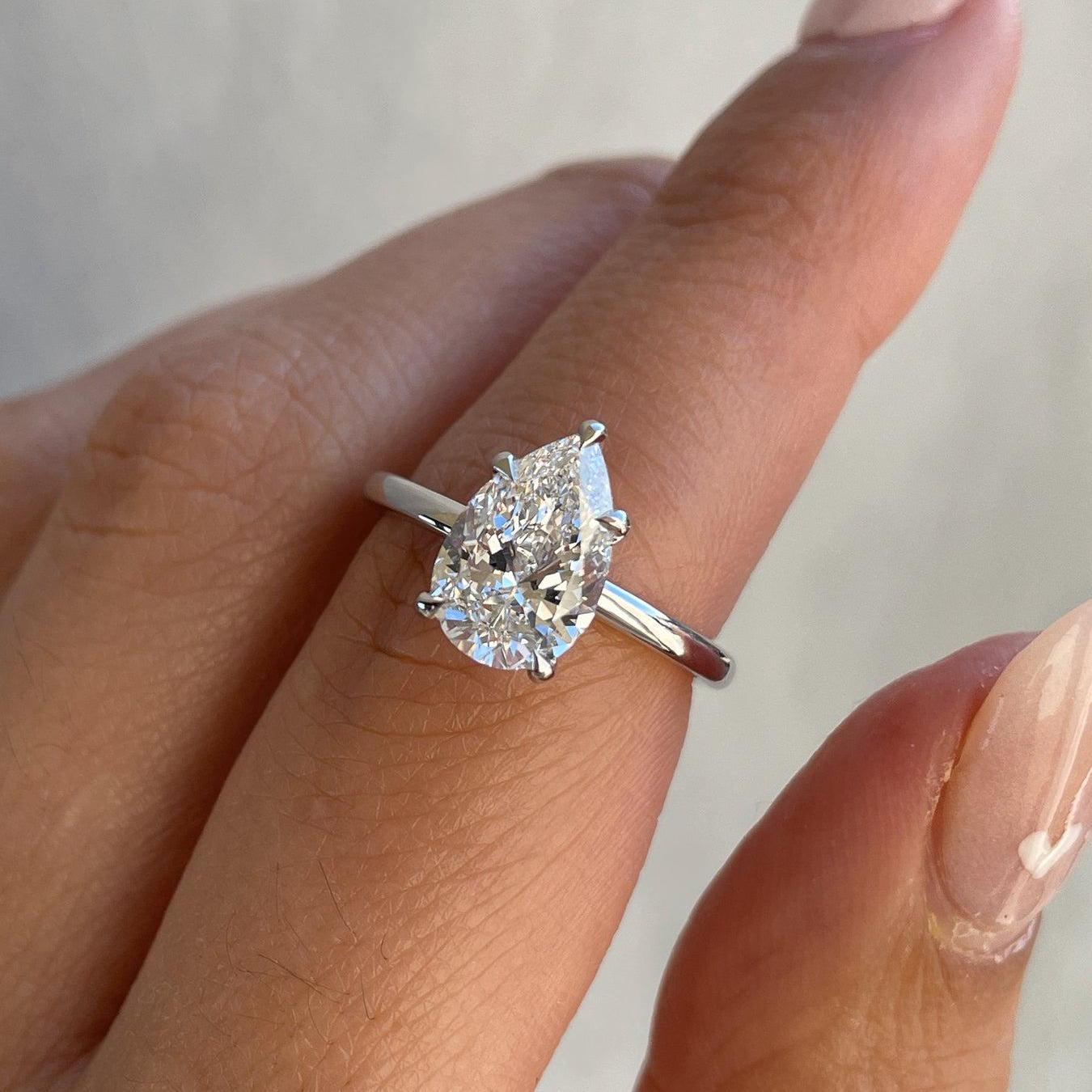 2.50ct Pear Lab Grown Diamond Solitaire Engagement Ring | IGI Certified | Ethical & Elegant